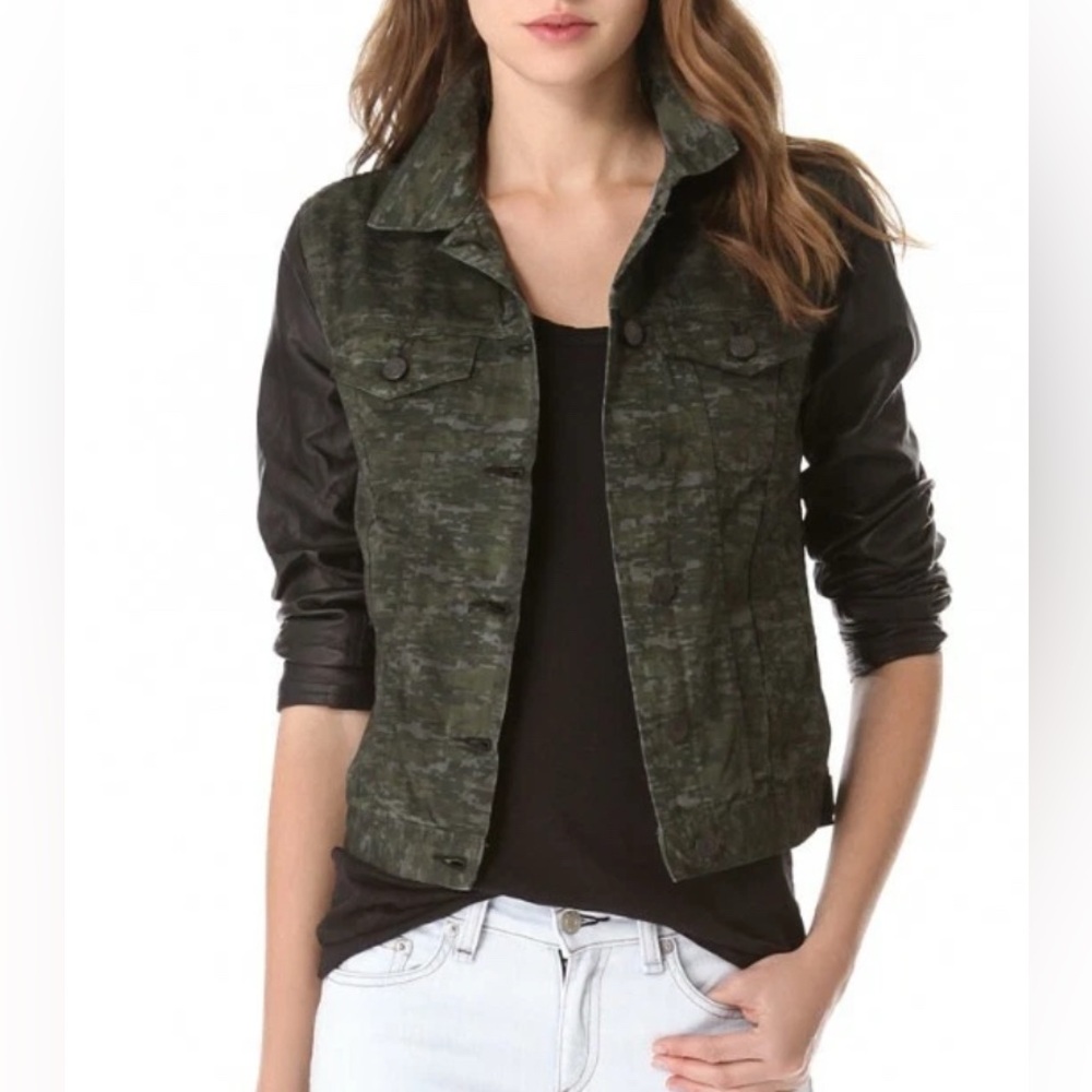 Rag & Bone Jean Camo Lamb Leather Sleeves Jacket Medium